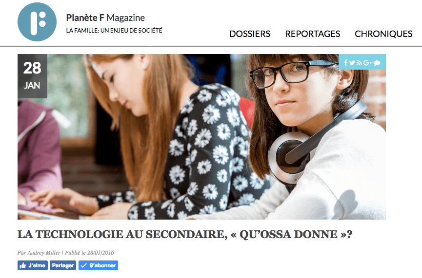 Ma contribution sur Planète F.